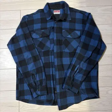 Wrangler 파랑 블랙 체크 플란넬 셔츠 L 사이즈