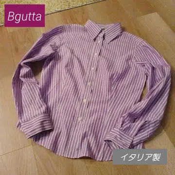 Bgutta 고급 이탈리아제 스트라이프 셔츠 퍼플 오피스