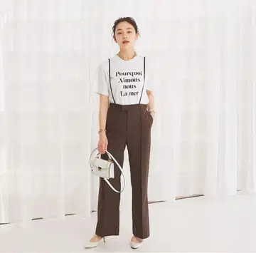 루비프 서스펜더 팬츠 브라운 예쁜 팬츠 센터라인