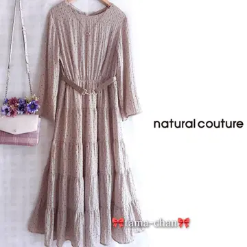 natural couture 호두 단추 시어 도트 티어드 원피스