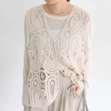 레이스 뜨개 베스트 (아이보리)