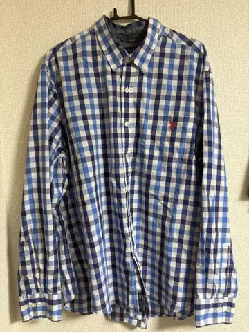 U.S. POLO ASSN. 긴팔 셔츠 XXL 파랑과 화이트 체크