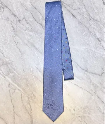 사이먼 카터 페이즐리 멀티 도트 비대칭 실크 넥타이