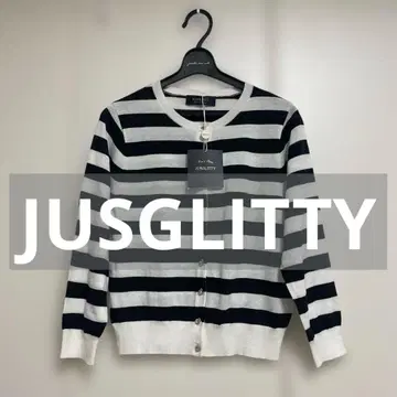 택 포함 미사용 저스글리티 가디건 보더 비쥬