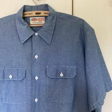 BIG size Dickies 반팔 워크 셔츠 블루