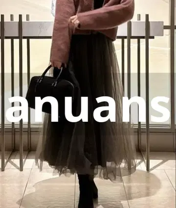 거의 미사용 anuans 플레어 스커트 MEDIUM 차콜 그레이