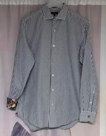 폴스미스 컬렉션 쉘&꽃무늬 버튼 그레이 스트라이프 드레스 셔츠