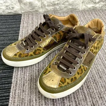 JIMMY CHOO 지미추 스니커즈 레오파드 스웨이드 남성용