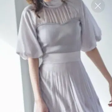 SNIDEL 뷔스티에 블라우스 그레이 베이지 퍼프 슬리브