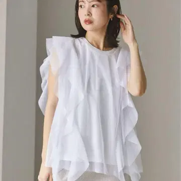 noble 튤 슬리브리스 상의