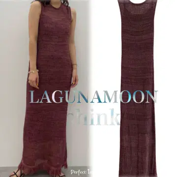 반값 이하! 새상품 LAGUNAMOON 메쉬 프링지 니트 원피스 PK M