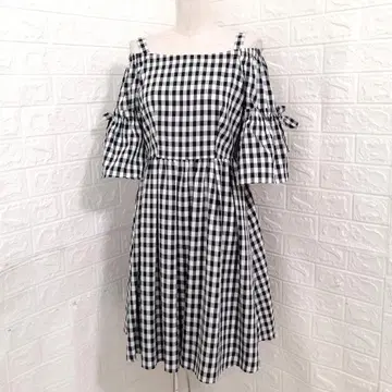 미사용 PATTERN fiona 소매 탈부착 가능 깅엄 체크 원피스 M