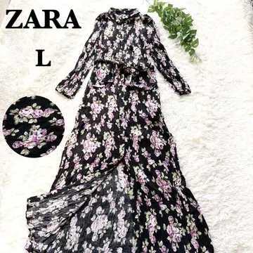 ZARA 꽃무늬 셔츠 원피스 리본 겉옷 L