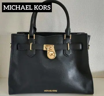 MICHAEL KORS 블랙 핸드백 자물쇠 골드
