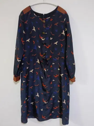 LAURA ASHLEY 로라 애슐리 원피스 9호 네이비 새 패턴 긴팔