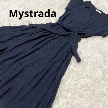 mystrada 마이스트라다 네이비 셔츠 원피스 반팔 리본