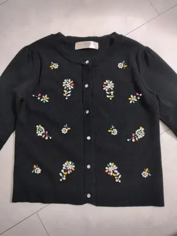 tocco closet luxe 플라워 큐빅 장식 가디건 M