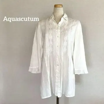 미품 Aquascutum 자수 튜닉 블라우스