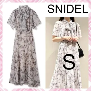 snidel 스나이델 보타이 셔링 프린트 원피스