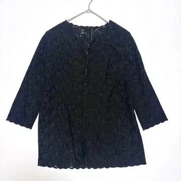 DAMAcollection 자수 노카라 가디건 자켓 꽃무늬