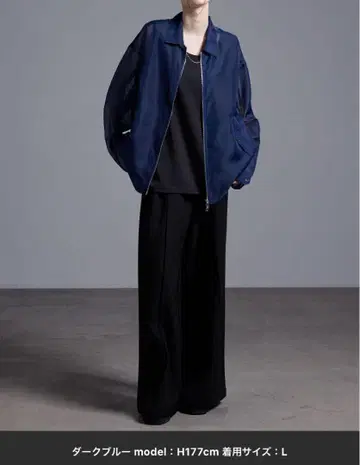 [ loose/루스 ] 더블 지퍼 시어 셔츠 블루종 L 다크 블루 파랑
