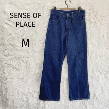 센스 오브 플레이스/센터 프레스 플레어 데님 팬츠/M/블루