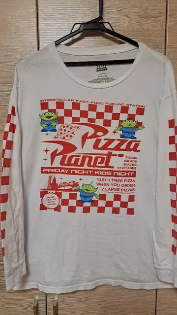 [희귀] 토이 스토리 리틀 그린 멘 Pizza Planet 롱T
