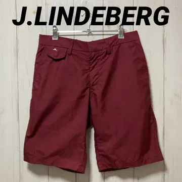 J.LINDEBERG 골프 팬츠 하프 팬츠 자수 로고 와인 레드