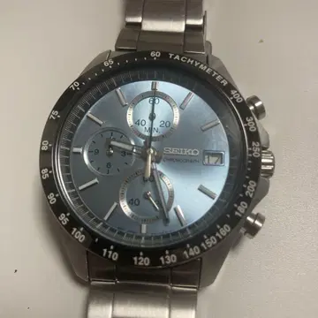 SEIKO 크로노그래프 손목시계 실버/블루