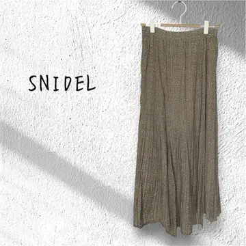 SNIDEL 스나이델 올 패턴 기하학 패턴 티어드 롱 스커트 브라운
