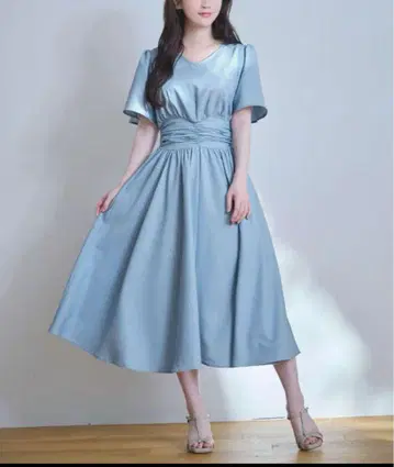 [시착만 한 새상품 overE] 허리 셔링 원피스 25SS 스카이블루