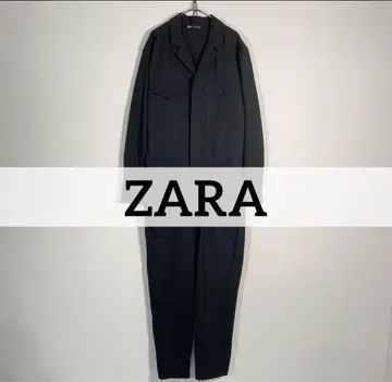 터키산 ZARA 점프수트 츠나기 오픈 카라 남성용 M 블랙
