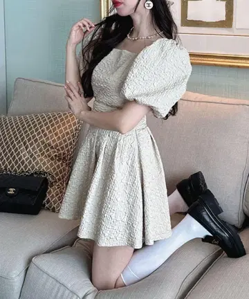 자카드 스커트 베이지 셋업 a라인 스커트 amerge 완판템
