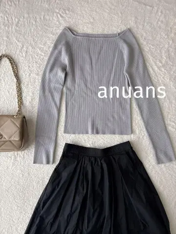 anuans 리브 니트 가을옷 미색 업무복 데이트 고급스러운 스타일