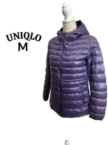 UNIQLO M 후드 퍼플 울트라 라이트 다운 자켓 웨스트 마크