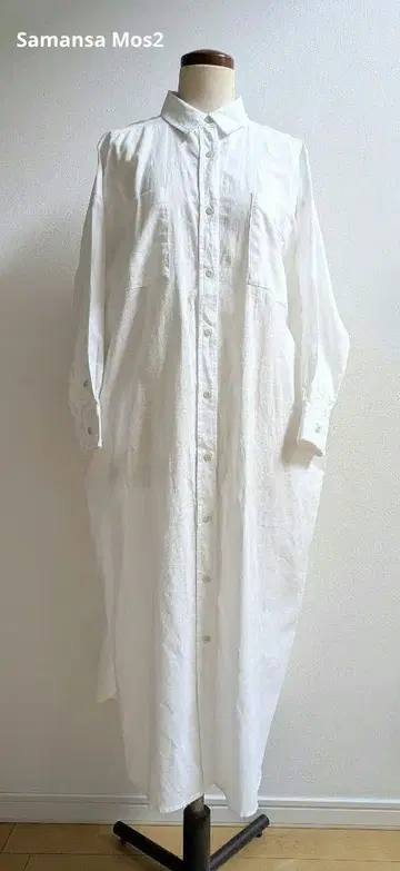 사만사 모스모스 면마 롱 셔츠 원피스