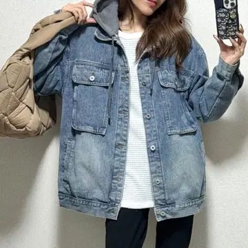 [ AMELLYON ] 후드 부착 데님 자켓