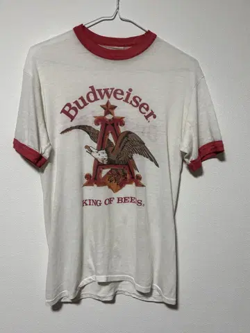 80년대 USA산 BUDWEISER 버드와이저 반팔 링거 티셔츠 L