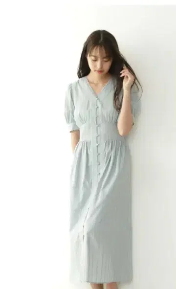 JILLSTUART 도비 자수 원피스 롱 플레어 그린 질스튜어트
