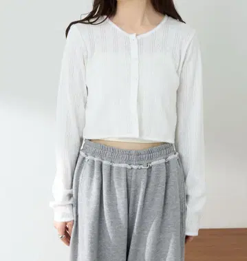 kastane 카스타네 코튼 레이스 숏 가디건 화이트