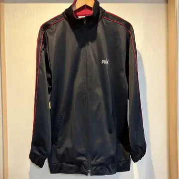 남성용 PUMA 푸마 트랙 재킷 저지 집업 블랙 빨간색 M