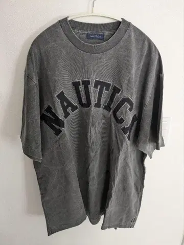 NAUTICA 그레이 무라염색 로고 티셔츠 L 사이즈