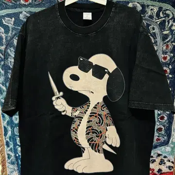 Snoopy 와 hori 티셔츠 티셔츠 데미지 가공 공세 전위적 남성