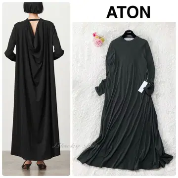 [미사용] ATON SUVIN FRISE 플레어 드레스 차콜