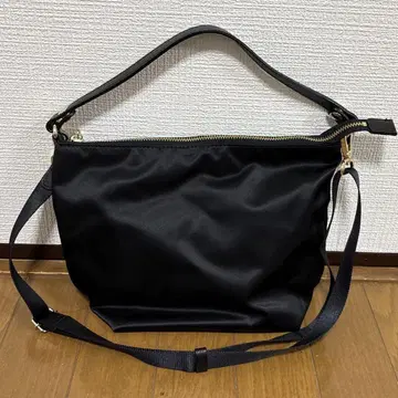 russet 러셋 심플 숄더백 블랙 나일론 무지