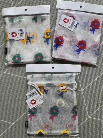 먁먁 레이스 에코백 노멀 컬러 보더 무늬 복조리 3점 세트