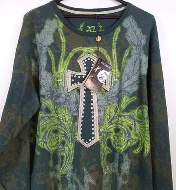 페페진스 런던 XL 다크 그린 십자가 긴팔 티셔츠 롱T