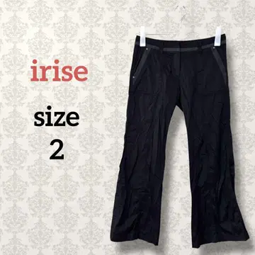 irise [2] 플레어 나일론 팬츠 블랙 스트레치 린넨 혼방 이리제