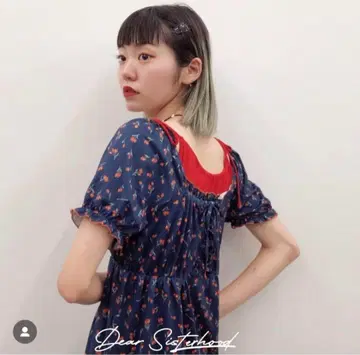 Dear Sisterhood 플라워 프린트 원피스 네이비