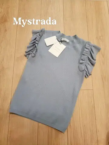 미사용 새상품 Mystrada 스카이 블루 프릴 소매 슬리브리스 M